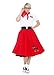 Hip Hop 50's Shop 1950s Adult 4 Piece Poodle Skirt Costume Outfit for Women with Accessories (glasses, socks, scarf) (XLarge/XXLarge, Red)