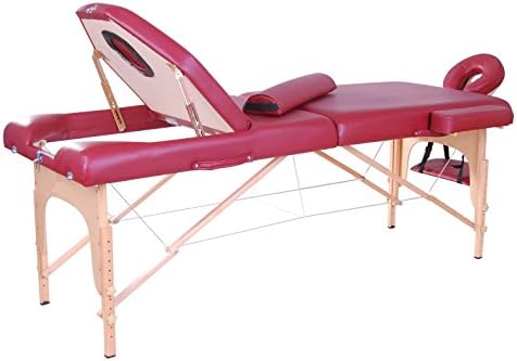Exaceme Luxury 77" Long Three Section 4" Pu Portable Massage Table/bed with Carry Case Black/Blue/Rose/Purple (Rose)