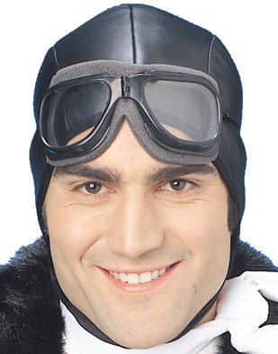 Steampunk Aviator Pilot Costume Goggles and Helmet Hat Set