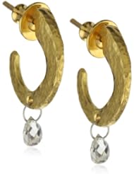 GURHAN "Dew" High Karat Gold with White Diamond Briolette Hoop Earrings