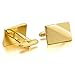 INBLUE Men's Rhodium Plated Cufflinks Gold Square Shirt Wedding