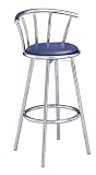 Set of 2 29"H Retro Blue Swivel Chrome Barstools