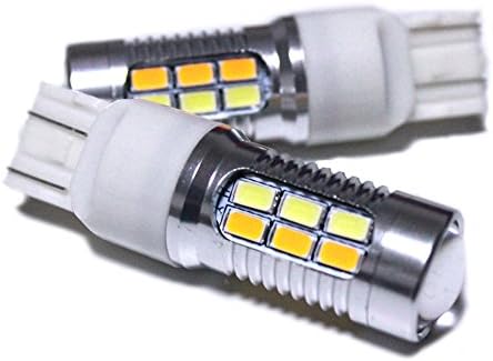 Cheska 7443 Dual Color White &amp; Amber Switchback LED Light Bulbs + 50W 6 Ohm Load Resistors (Pack of 2)