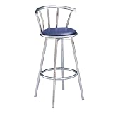 Set of 2 29'H Retro Blue Swivel Chrome Barstools