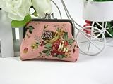 Pretty Anna Sui Vintage Floral Victorian Style Double Pockets Coin Purse Mini Bag Wallet Wedding Birthday Holiday Gift Pink