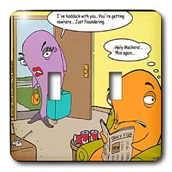 Londons Times Fish Fishing Deep Beneath Cartoons - Fish Divorces Haddock With You - Light Switch Covers - double toggle switch