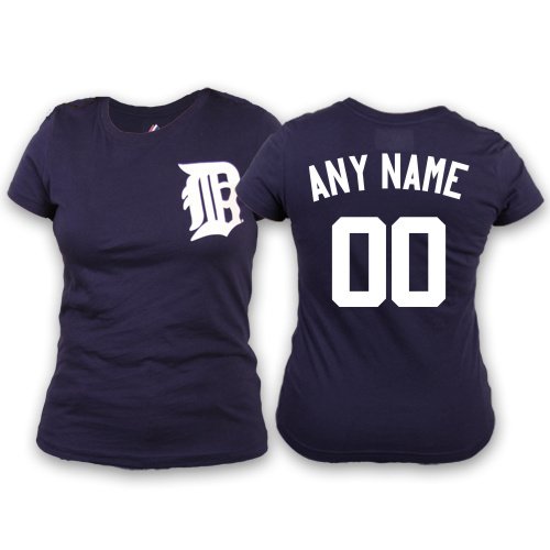 Detroit Tigers Ultra Soft LADIES Personalized T-shirt by Majestic Athletic - Ladies Small
