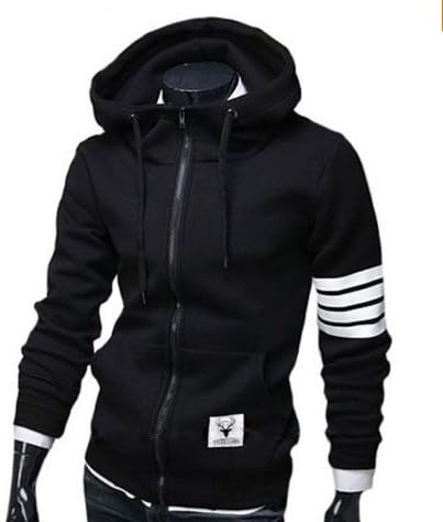 Men Hoodies Brand Sports Suit Men Sweatshirt Hoodie Casual Zipper Hooded Jackets Male M-3XL (Black, XL)