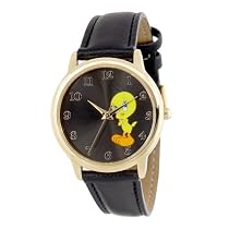 Armitron Women's Tweety Bird Easy to Read Gold-Tone Black Strap Watch #2200730