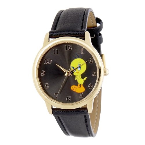 Armitron Women's Tweety Bird Easy to Read Gold-Tone Black Strap Watch #2200730