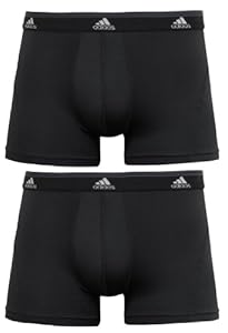 adidas Men's Sport Performance Climalite 2-Pack Trunk, Black/Black, Medium