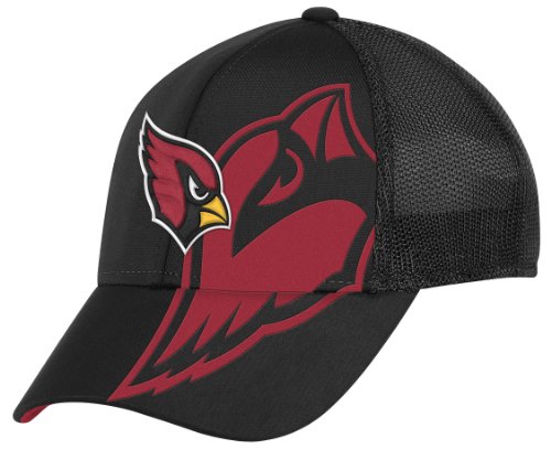 NFL Men's Arizona Cardinals End Zone Structured Flex Hat - Tw86Z (Black, Large/X-Large)