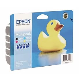 Epson T055640 - 4 Ink Cartridges cyan ( blue) yellow magenta ( red ) black T0551 T0552 T0553 T0554- For Stylus Photo RX420 RX425 R240 RX520