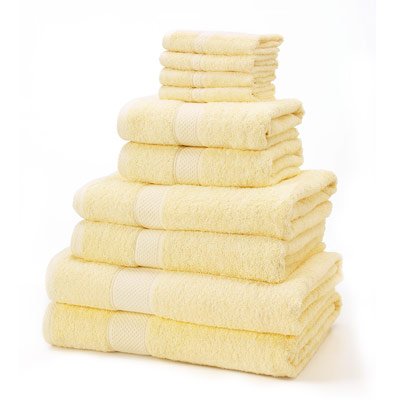 Linens Limited Assortiment de 10 serviettes 100 % coton turc, jaune citron