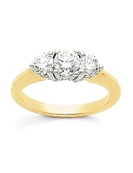 14k Two-tone VS Diamond three stone ring Diamond quality VS (VS2 clarity, G-I color)