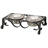 Loving Pets Black Label Collection Layton Diner for Dogs, 2-Quart, Matte Black