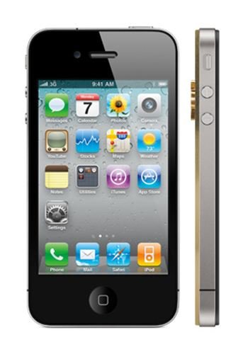 Apple iPhone 4s 32GB - 24k Classic Gold and Rear Chassis In Classic Gold With Diamonds Luxury Mobile Phone