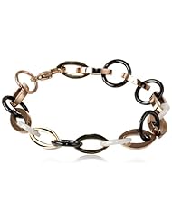 Rose Ion Plated and Ceramic Bracelet, 8.5"