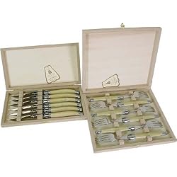 Acrylic Horn Laguiole Verdier Heavy Duty Boxed Set of 6 Knives AND 6 Forks