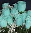 84 Silk Rose Flowers w/Raindrops - Wedding Flowers - Bridal/Floral - Aqua