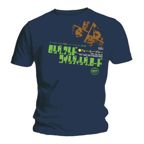 Mens T-Shirt The Beatles Japanese Text Navy Blue 3915Tscpm Medium