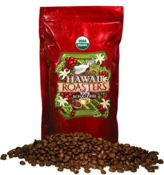 Organic Farm-Roasted 100% Kona Coffee, Whole Bean, Medium Roast 1 Lb