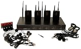 Hisonic UHF 4-Channel Wireless Microphone System with 4 Headset and 4 Lapel Microphones, HSU8300L