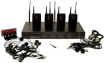 Hisonic UHF 4-Channel Wireless Microphone System with 4 Headset and 4 Lapel Microphones, HSU8300L