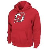 NHL Men's New Jersey Devils Heat Seal Long Sleeve Hooded Fleece Pullover (Athletic Red, Large)