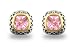 JanKuo Jewelry Two Tone Silver and Gold Antique Vintage Style with Pink Cubic Zirconia French Clip Earrings Ship in Gift Box.