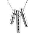 Sterling Silver Inspiration "Love", "Happiness", & "Peace" Bar Jewelry Necklace