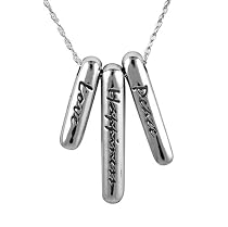 Sterling Silver Inspiration "Love", "Happiness", & "Peace" Bar Jewelry Necklace