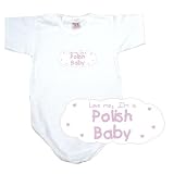 BABY BODYSUIT WHITE  PINK CLOUD LOVE ME , I'M POLISH  POLAND 3 - 6 Months