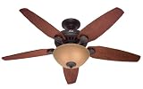 HUNTER HR 21311 52 Ceiling Fan New Bronze 5 Minute Fan & 5 Reversible Dk Mocha/Rustic Lodge Blades