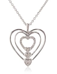Sterling Silver Diamond Multi Heart Pendant Necklace (0.03 cttw, I-J Color, I3 Clarity), 18"