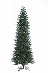 7' Alexandria Pine Multi Pre-Lit Artificial Christmas Tree -Sleek Pencil Profile