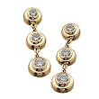 14K Yellow Gold Three Stone Diamond Dangle Earrings