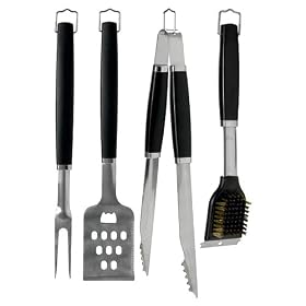 Charcoal Companion CC1005 4-Piece Perfect Chef Barbecue Tool Set with Black Handles by 