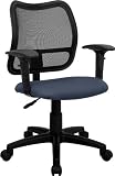 Contemporary Mesh Task Chair - Navy Blue Fabric Seat, Arms [WL-A277-NVY-A-GG]