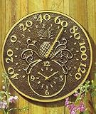 Antique Copper Pineapple Thermometer Clock