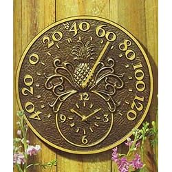 Whitehall Antique Copper Pineapple Thermometer Clock - 01792 by Whitehall Thermometers
