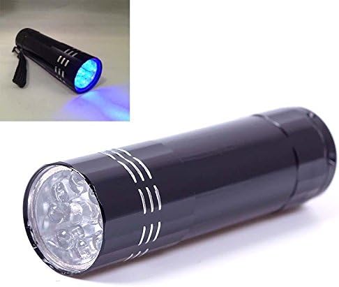 Handheld Portable Bright 9 LED Blacklight Invisible Ink Marker Flashlight UV Ultra Violet Torch Lamp Black 9 LED