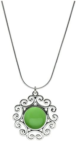 Handmade Torch Lampworked Glass Vintage-Styled Pendant Necklace - Green Flash