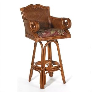 Sunset Reef Indoor Rattan 30 Swivel Bar Stool Fabric: Palm Grove