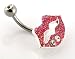 Surgical Steel & Base Metal Bj2941 Enamelled Lips Navel Bar
