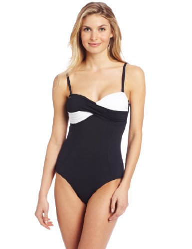 Lole Women's Bonaire One Piece Swimsuit, Black/White, X-Small On Sale