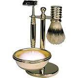 Kingsley 4 Piece Shave Set - Solid Brass