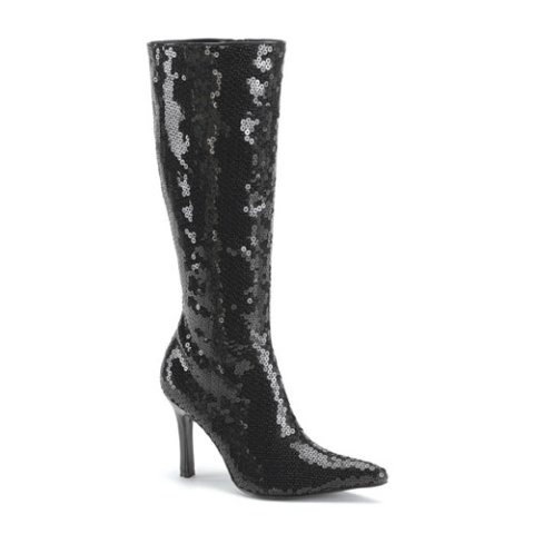 Black Sequin Knee Length Boots Fancy Dress Size US 9