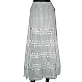 Summer Skirt-bohemian Gypsy Skirt Bead Work White Skirts Womens Fashion India Skirt 36 Inches