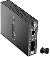 TRENDnet 100Base-TX to 100Base-FX Multi Mode ST Fiber Converter (2 Km, 1.2 Miles) TFC-110MST (Black)